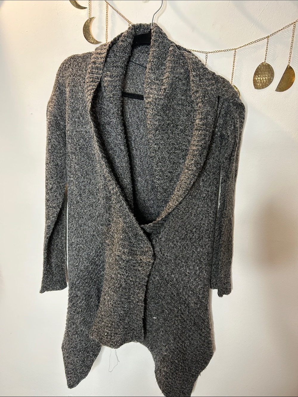 Simply Vera Vera Wang Dark Gray Shawl Collar Open-Front Cardigan
